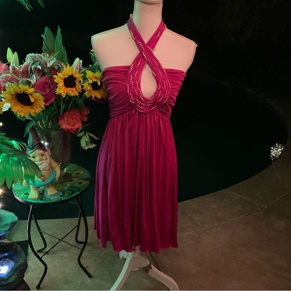 Robert Cavalli NWT $3445 Sz 40 US 4 Fushia Pink 🌸 Pearl beaded couture Dress - Picture 7 of 10